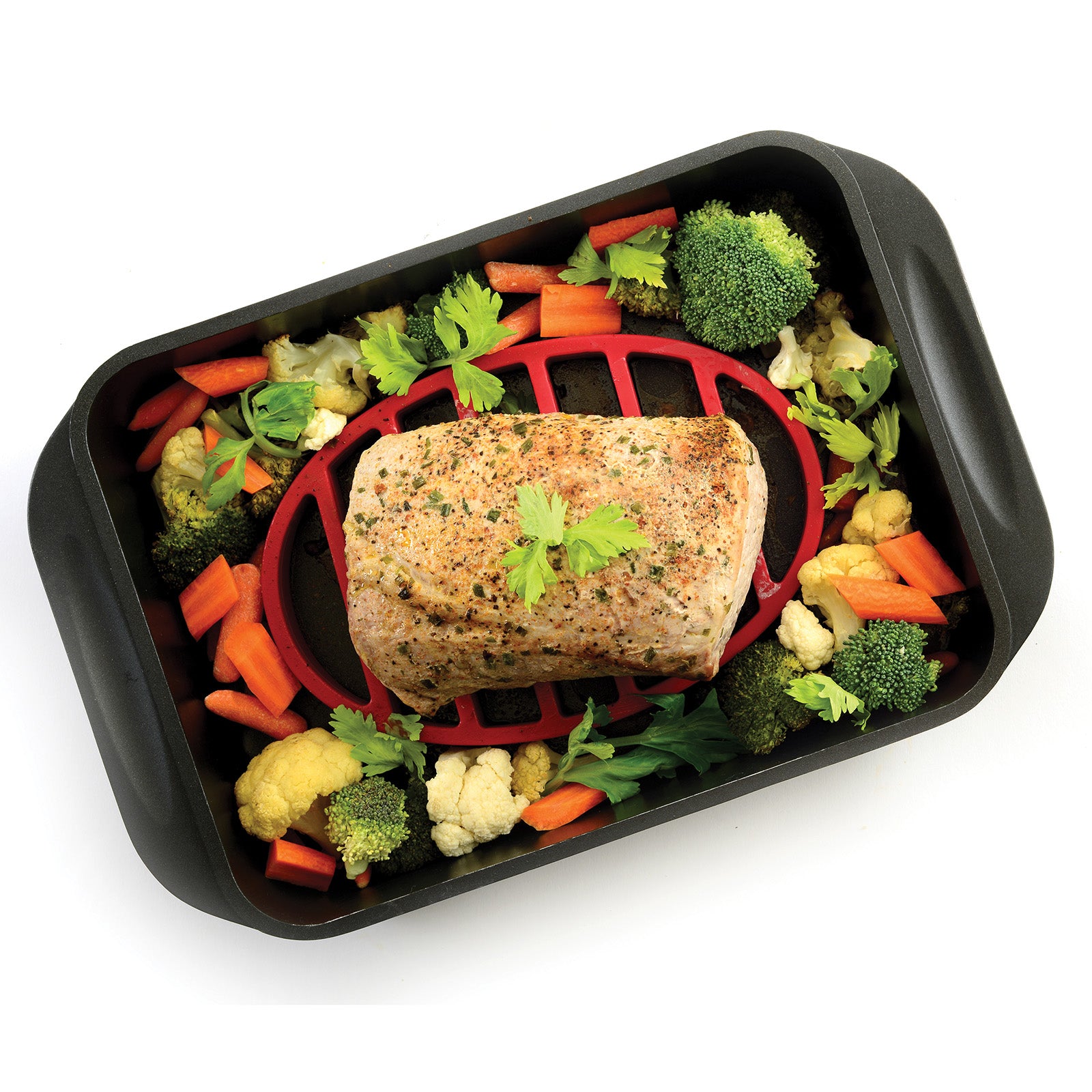 Norpro Oval Silicone Roast Rack, Red, 9 x 6 Inch