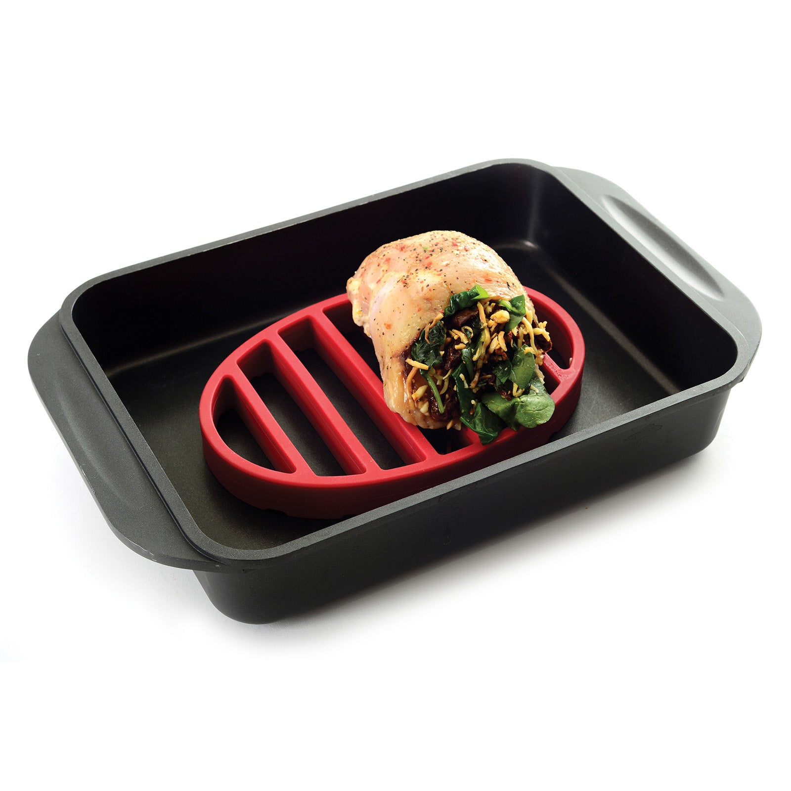 Norpro Oval Silicone Roast Rack, Red, 9 x 6 Inch