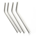 Norpro 8-Inch Stainless Steel Drinking Straws with 2 Cleaning Brushes, Silver, Set of 4