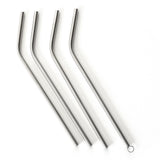Norpro 8-Inch Stainless Steel Drinking Straws with 2 Cleaning Brushes, Silver, Set of 4