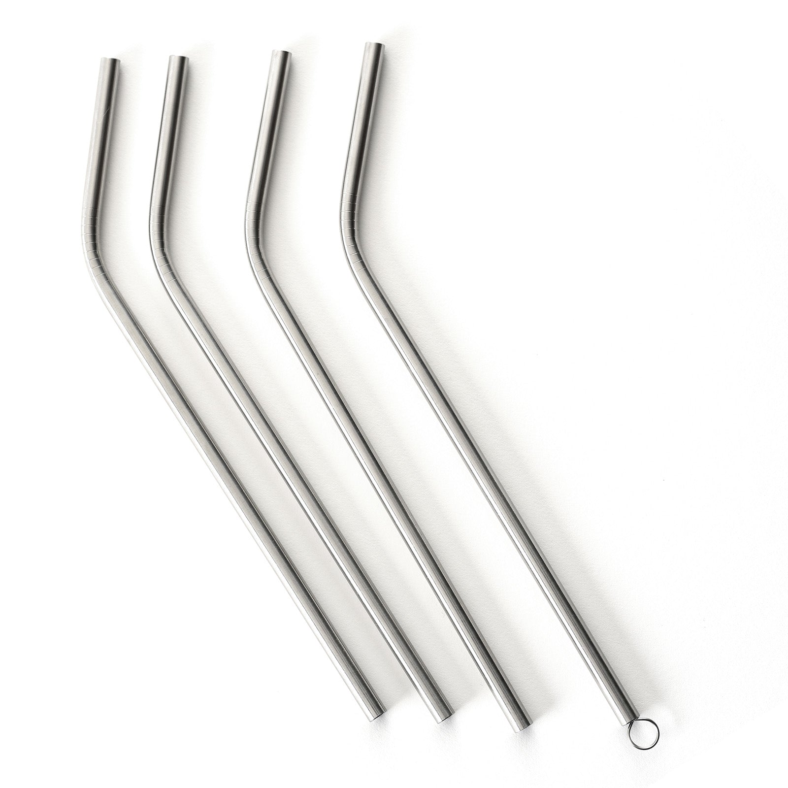 Norpro 8-Inch Stainless Steel Drinking Straws with 2 Cleaning Brushes, Silver, Set of 4