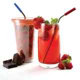 Norpro 8-Inch Stainless Steel Silicone Tipped Drinking Straws with 2 Cleaning Brushes, Set of 4