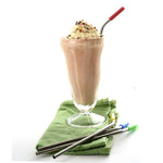 Norpro 8-Inch Stainless Steel Silicone Tipped Drinking Straws with 2 Cleaning Brushes, Set of 4