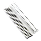 Norpro 8.5-Inch Stainless Steel Straight Drinking Straws with Cleaning Brushes, Set of 4