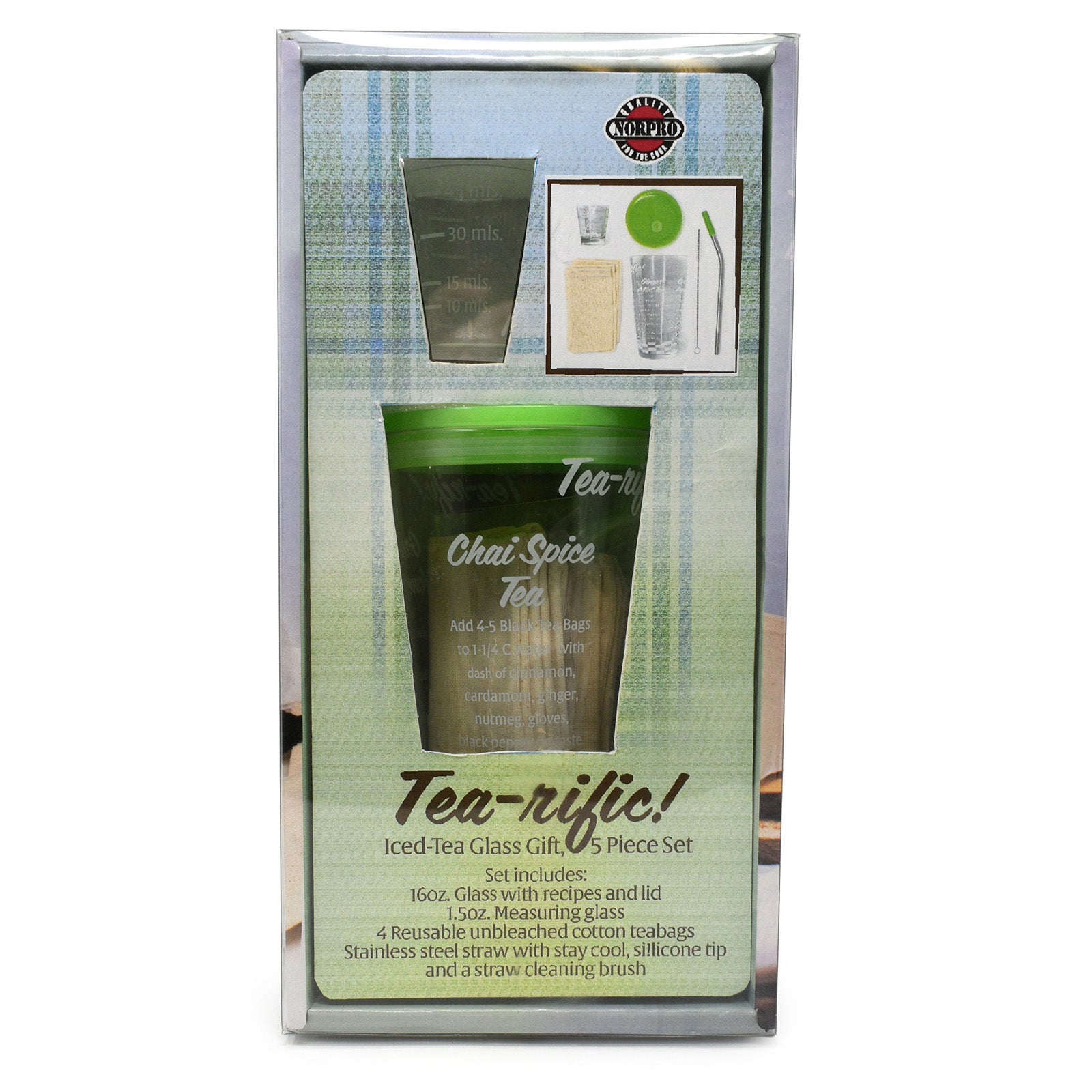 Norpro Tea-Rific Iced Tea Set Glass Gift Set, 5 Piece