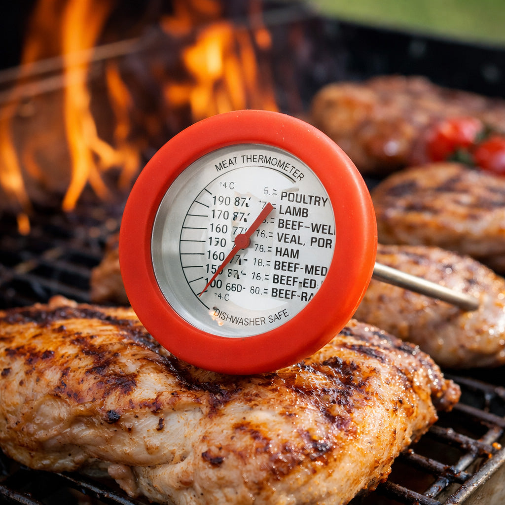 Norpro Soft Grip Silicone Meat Thermometer, Red, 1.75 Inch Dial