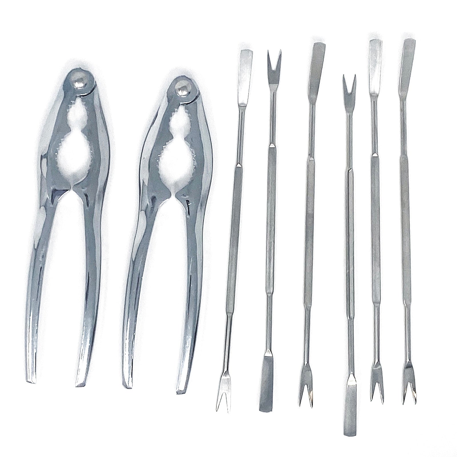 Norpro Seafood Set with 2 Lobster/Crab Crackers and 6 Stainless Steel Seafood Forks, Silver