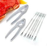 Norpro Seafood Set with 2 Lobster/Crab Crackers and 6 Stainless Steel Seafood Forks, Silver