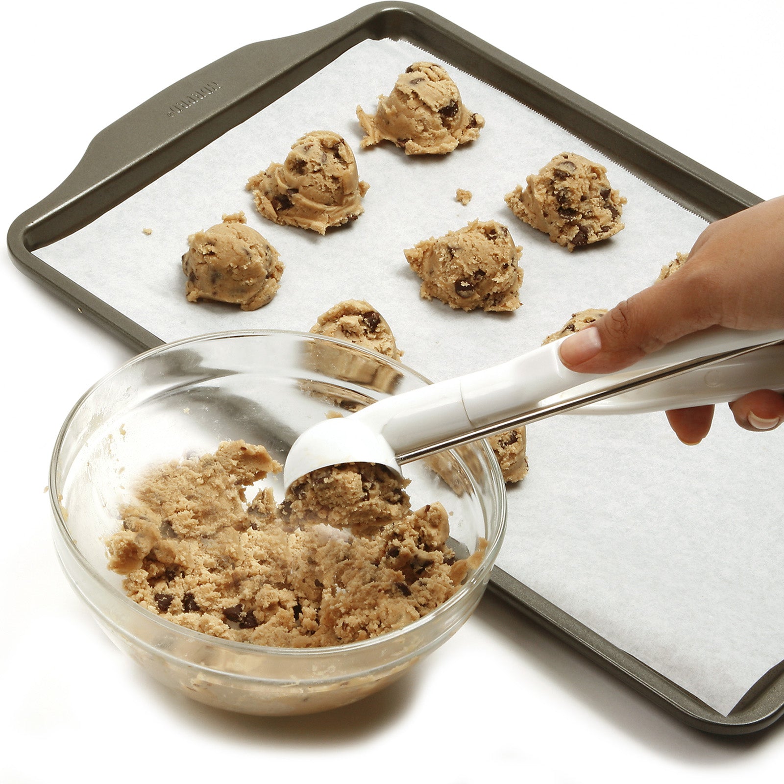 Norpro Ice Cream and Cookie Scoop – White Handle, Spring Action Release