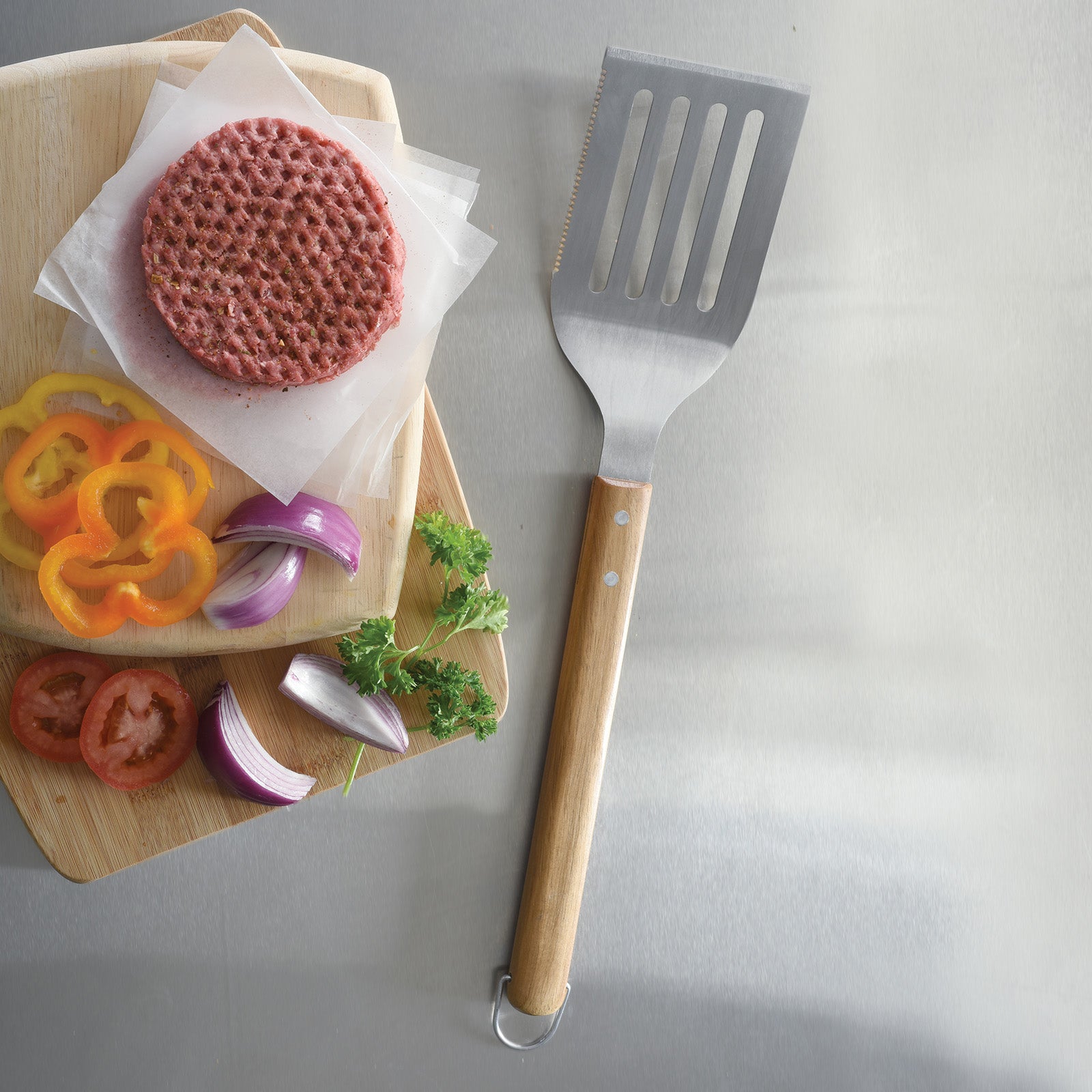 Norpro Grill Spatula with Serrated Edge and Acacia Handle, 19-Inch