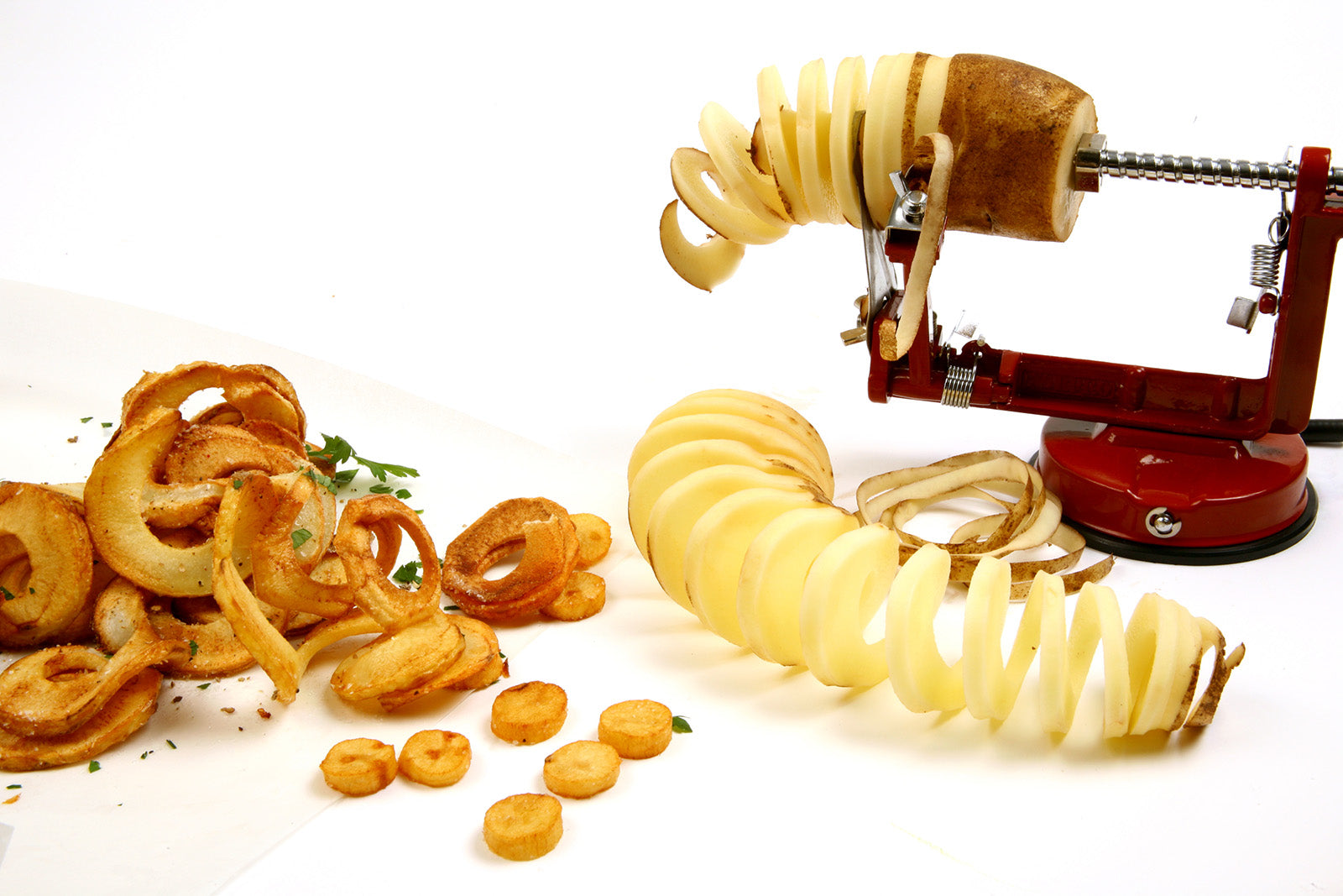 Norpro Apple-Master Parer, Slicer & Corer With Vacuum Base and Clamp for Rough Surfaces, Red