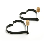 Norpro 4-Inch Nonstick Heart Shaped Pancake and Egg Rings, Set of 2, Black