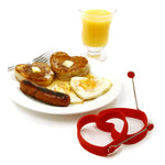 Norpro 3.5-Inch Silicone Heart Shaped Pancake and Egg Rings, Set of 2, Red