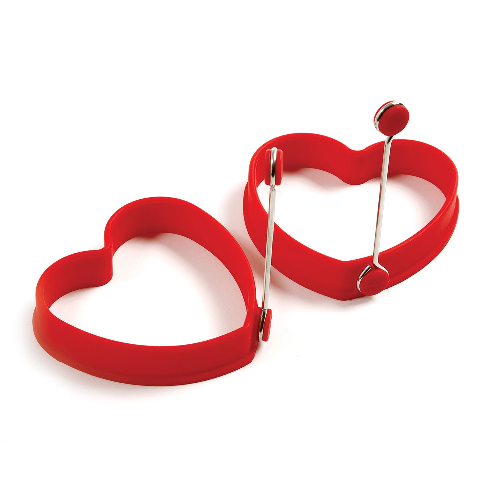 Norpro 3.5-Inch Silicone Heart Shaped Pancake and Egg Rings, Set of 2, Red