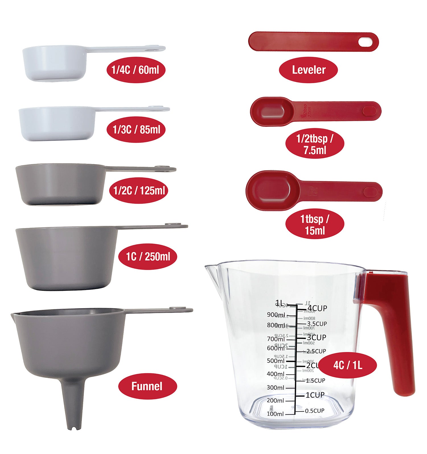 Norpro Nested Measuring Cups and Spoons, 9 Piece Set
