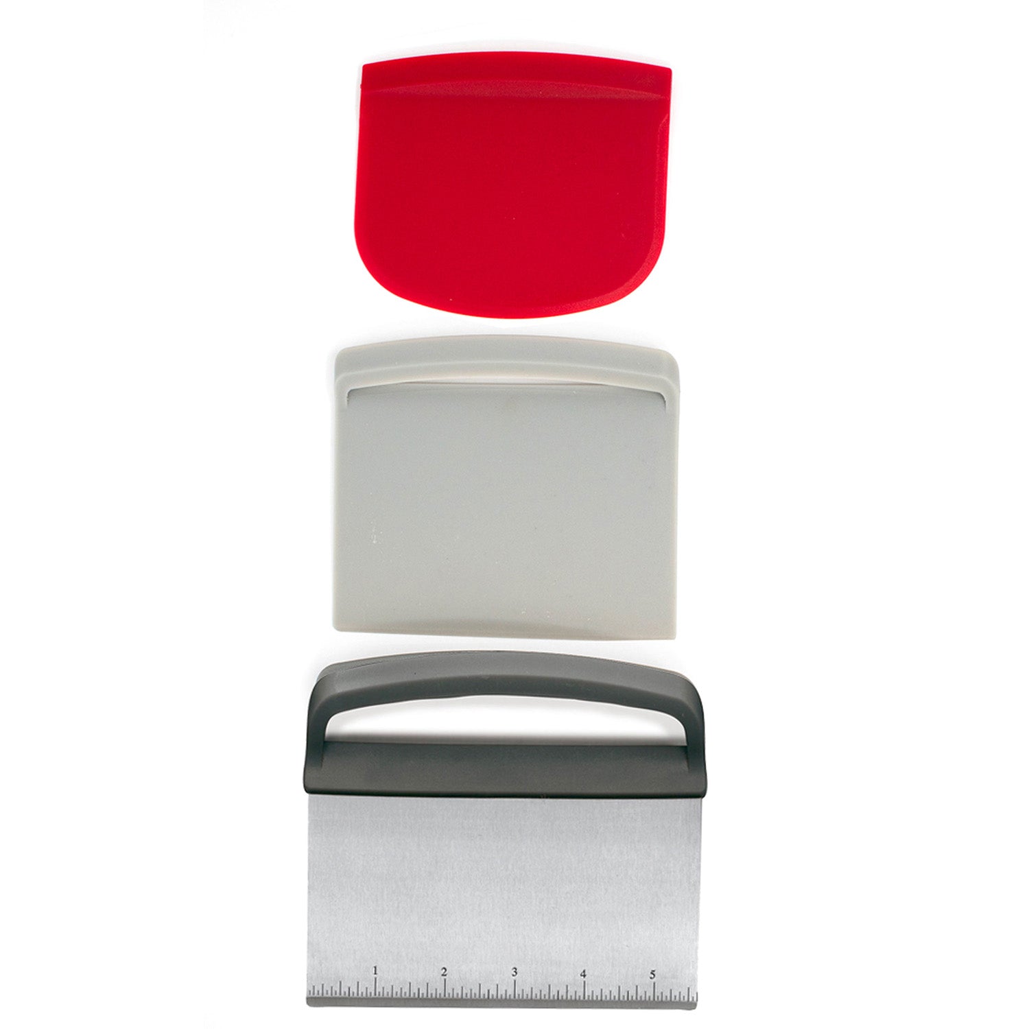 Norpro Nested Chopper and Scraper Set, Set of 3 Utensils, Red and Gray