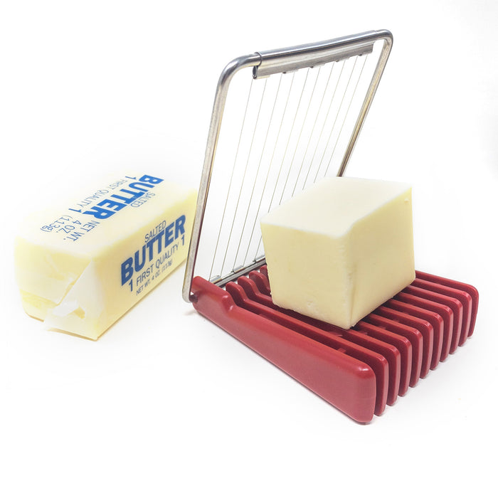 Norpro Dual Sided Flip N' Slice Mushroom, Egg, Cheese, and Butter Slicer, Red