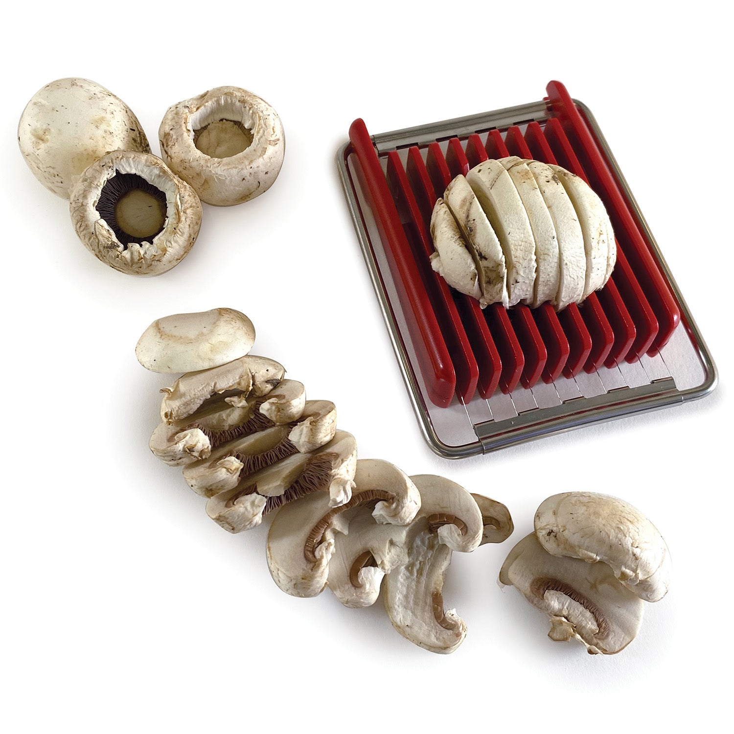 Norpro Dual Sided Flip N' Slice Mushroom, Egg, Cheese, and Butter Slicer, Red