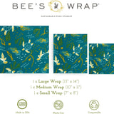 Bee's Wrap Reusable Beeswax Food Wraps, Assorted 3-Pack, Oceans
