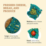 Bee's Wrap Reusable Beeswax Food Wraps, Assorted 3-Pack, Oceans