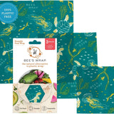 Bee's Wrap Reusable Beeswax Food Wraps, Assorted 3-Pack, Oceans