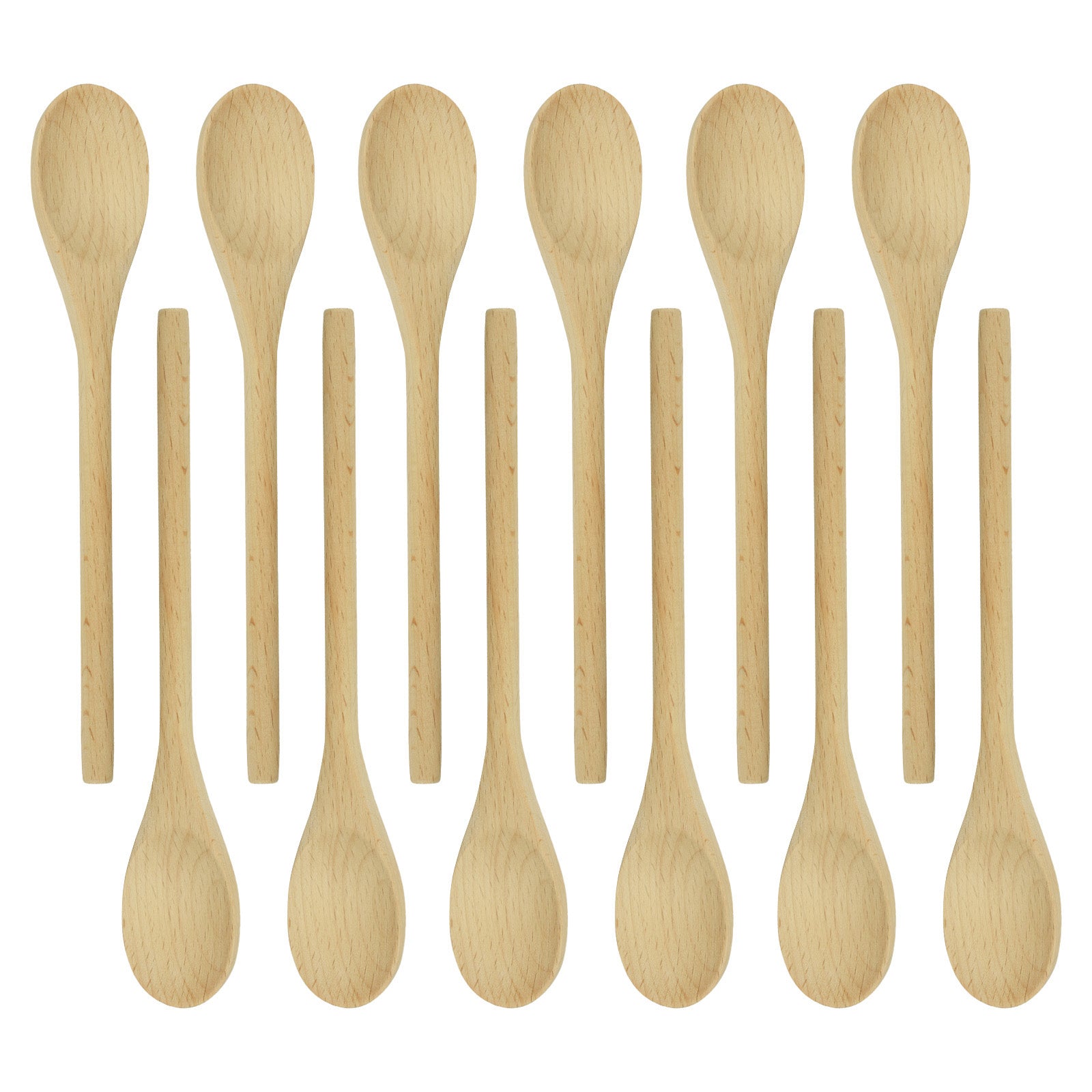 R&M International Wooden Spoon, 8 Inch, Pack of 12