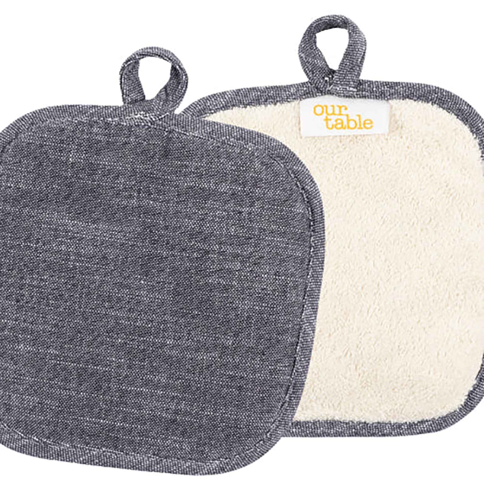 KAF Home Strada Pot Holders, Set of 2, Black