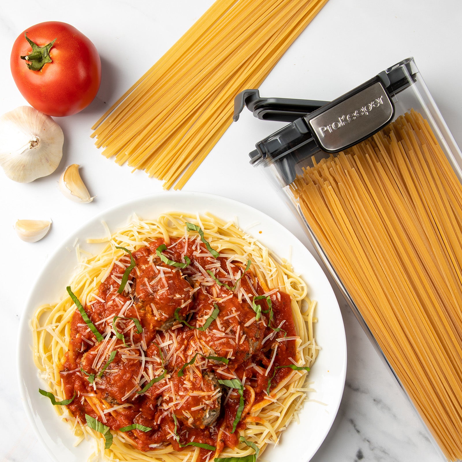 Progressive International ProKeeper+ Airtight Pasta Storage Container, Clear Plastic