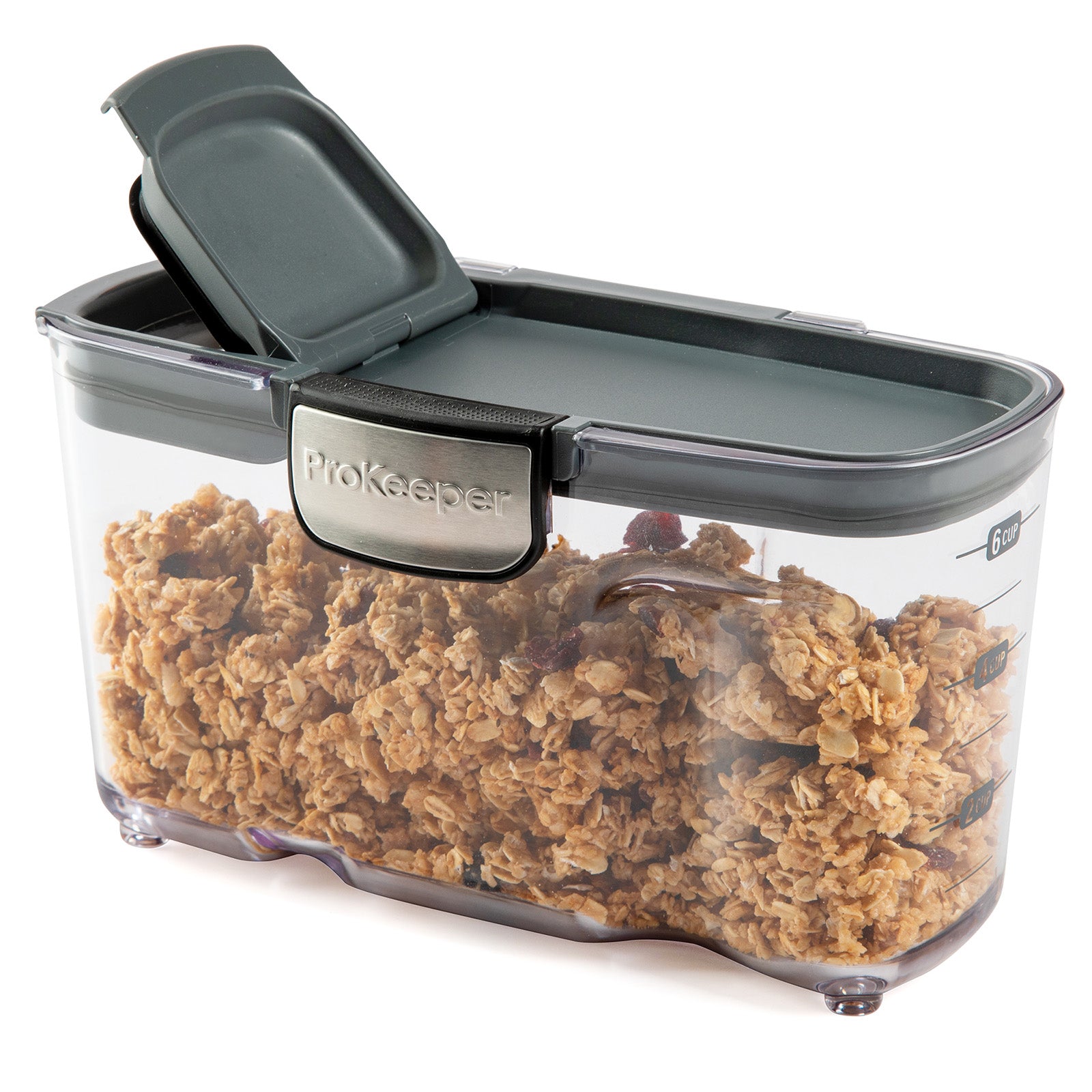 Progressive International ProKeeper+ Airtight Small Cereal Storage Container, Clear Plastic
