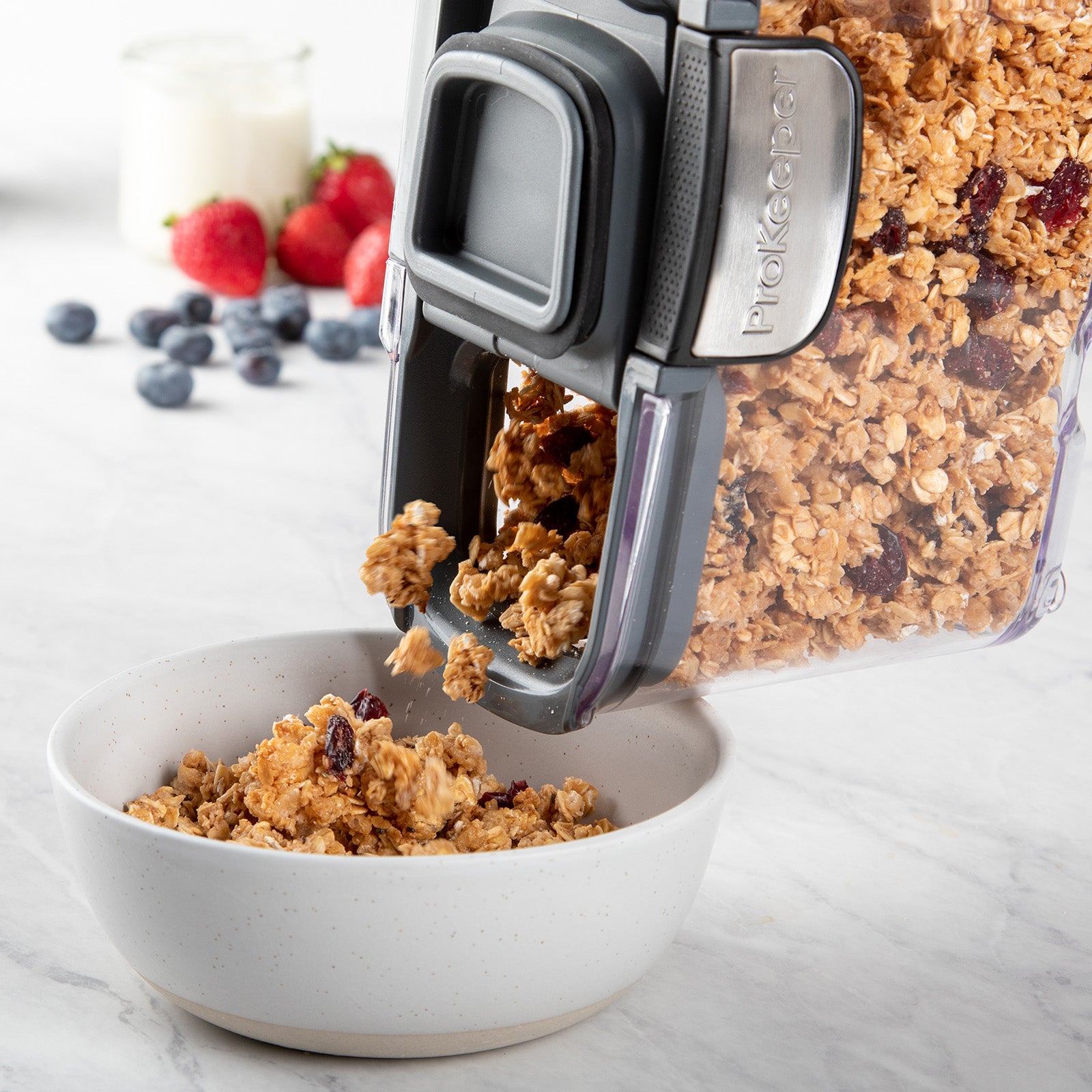 Progressive International ProKeeper+ Airtight Small Cereal Storage Container, Clear Plastic