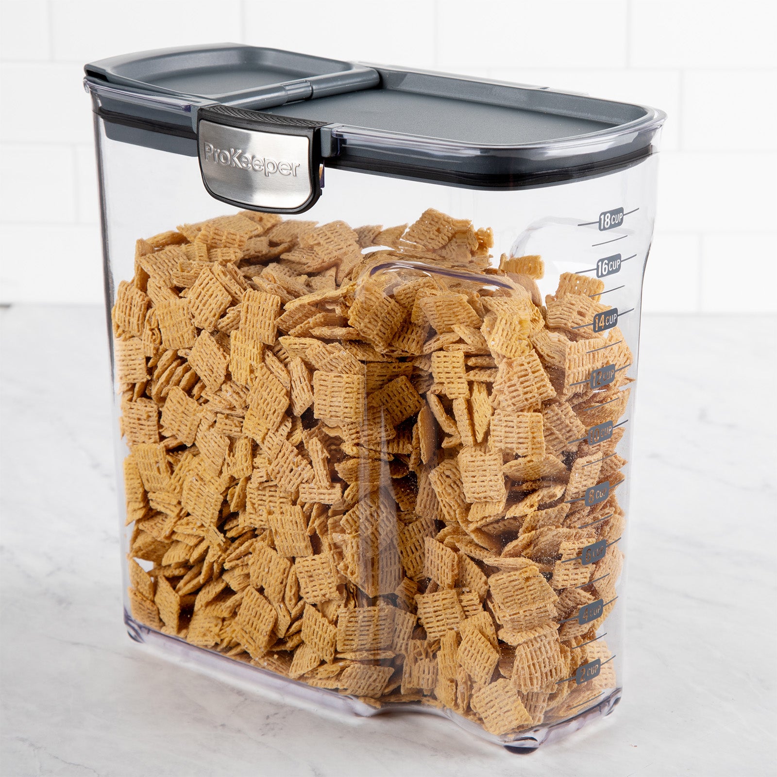 Progressive International ProKeeper+ Airtight Large Cereal Storage Container, Clear Plastic