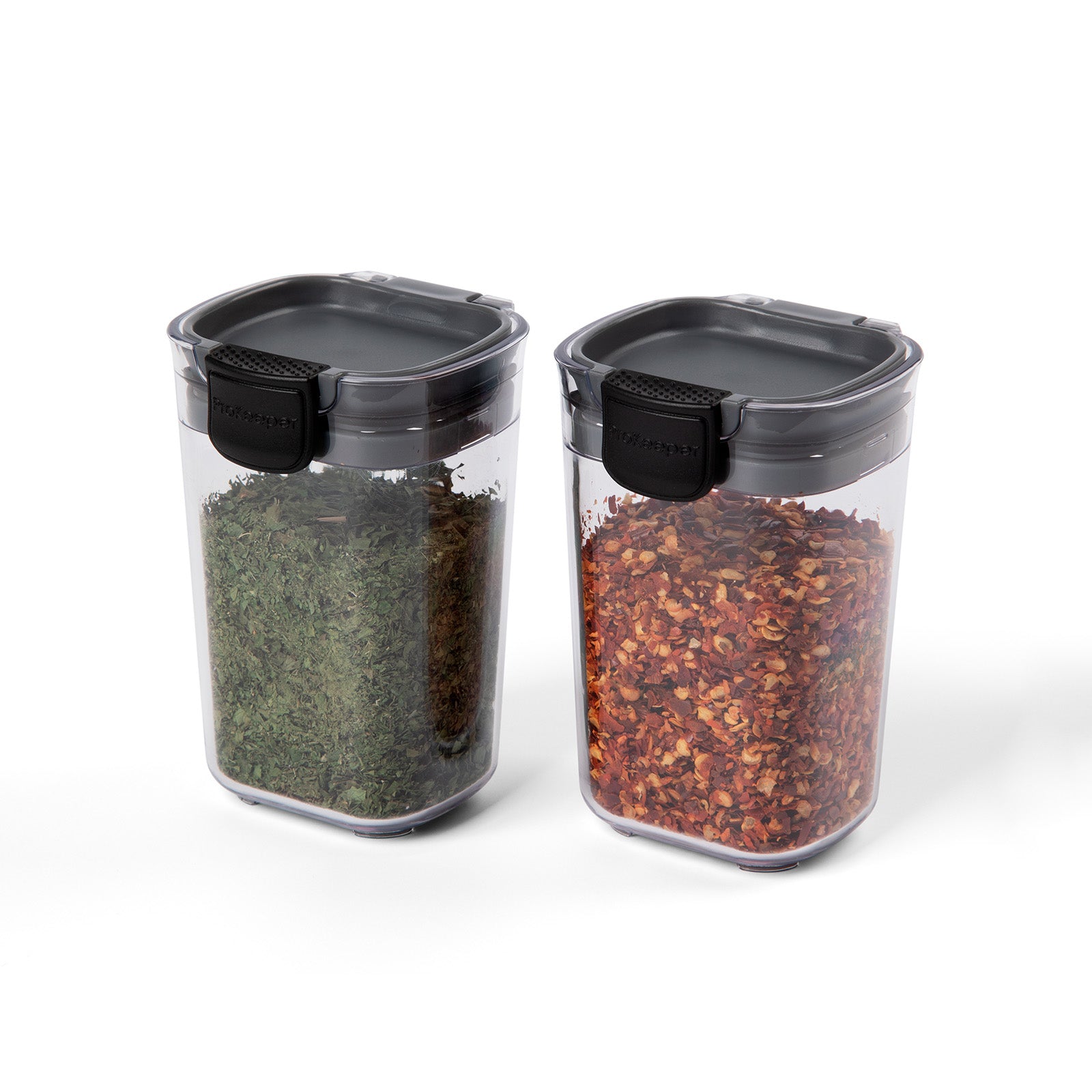 Progressive International ProKeeper+ Airtight Seasoning Storage Containers, Set of 2, Clear Plastic