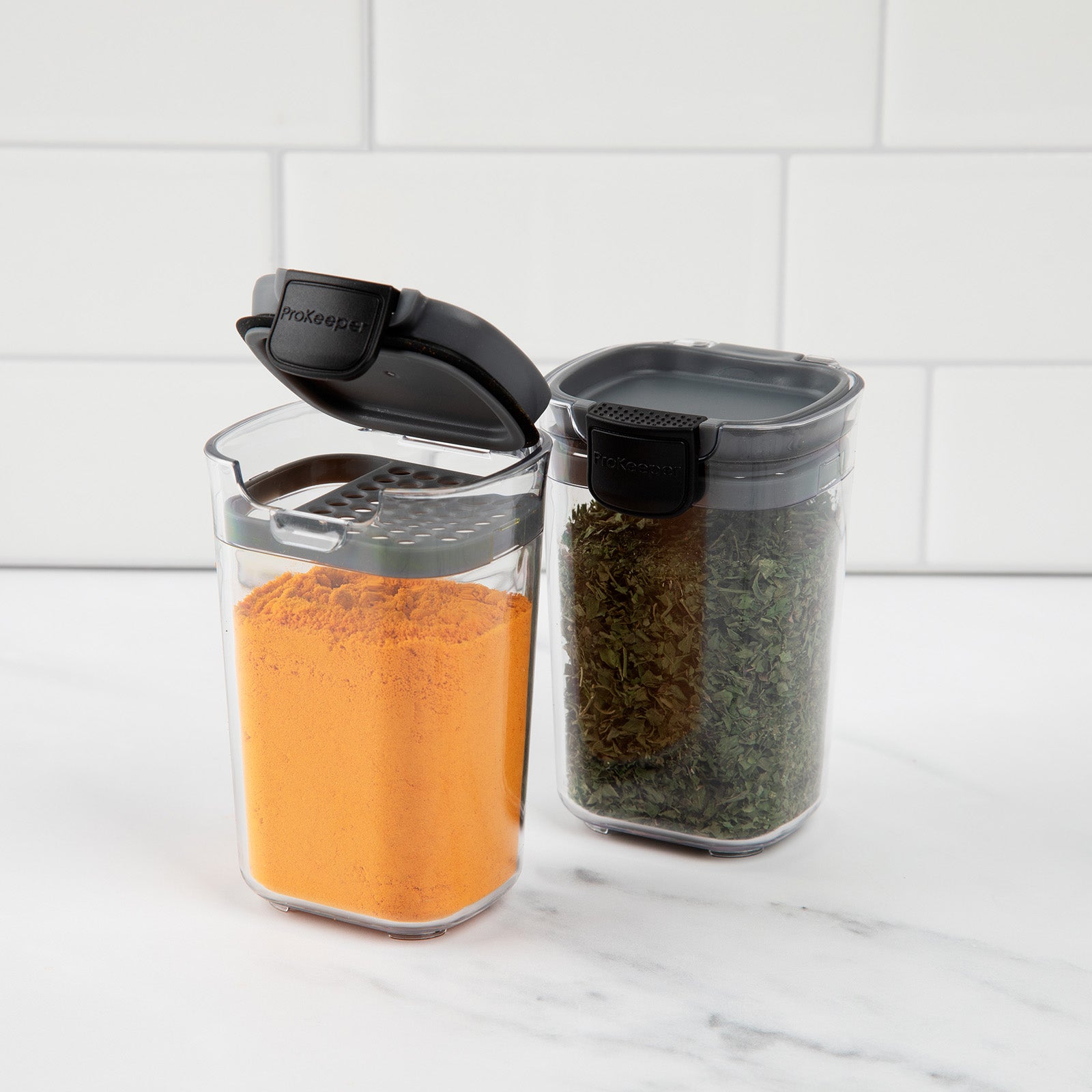 Progressive International ProKeeper+ Airtight Seasoning Storage Containers, Set of 2, Clear Plastic