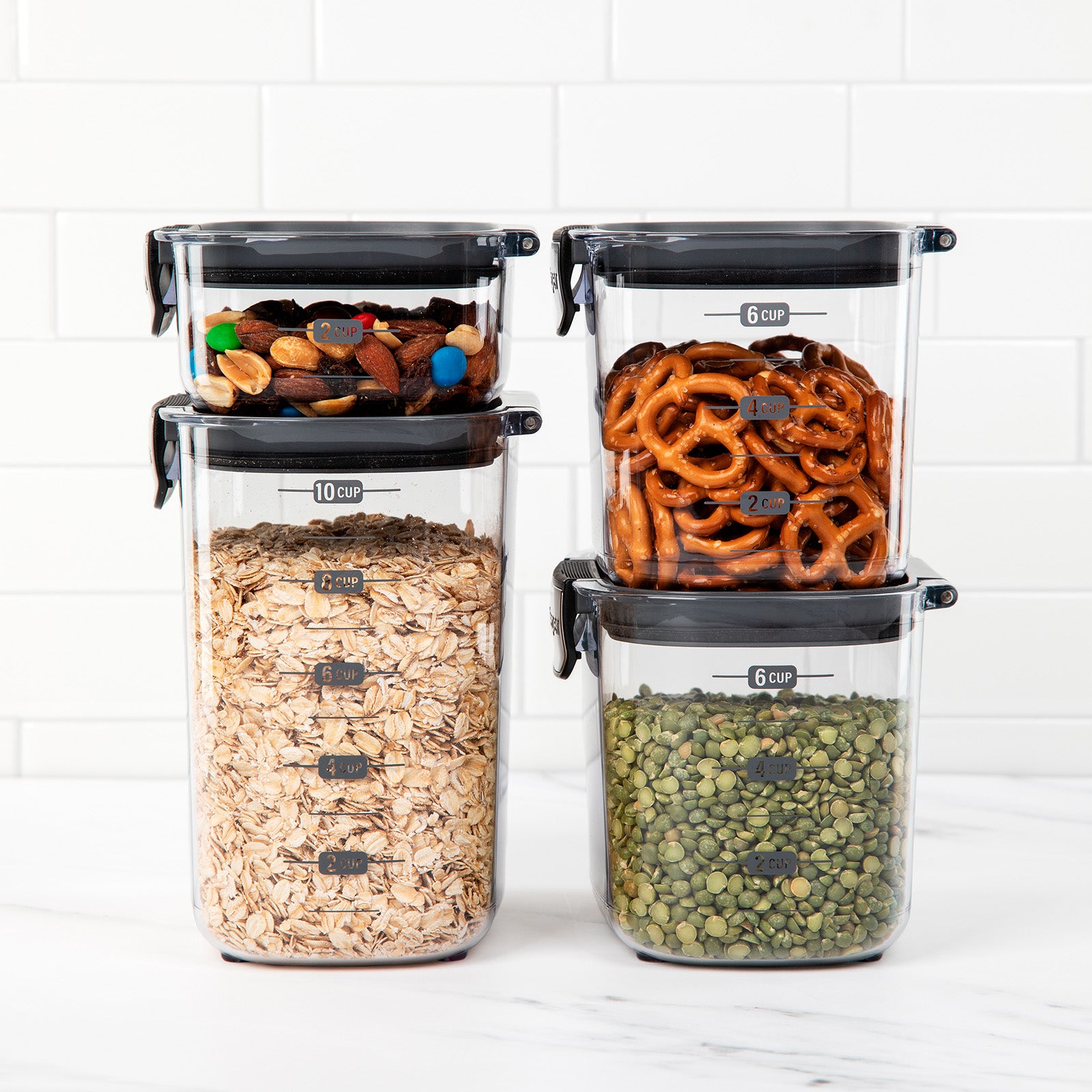 Progressive International ProKeeper+ Airtight Pantry Storage Container Set, Clear Plastic