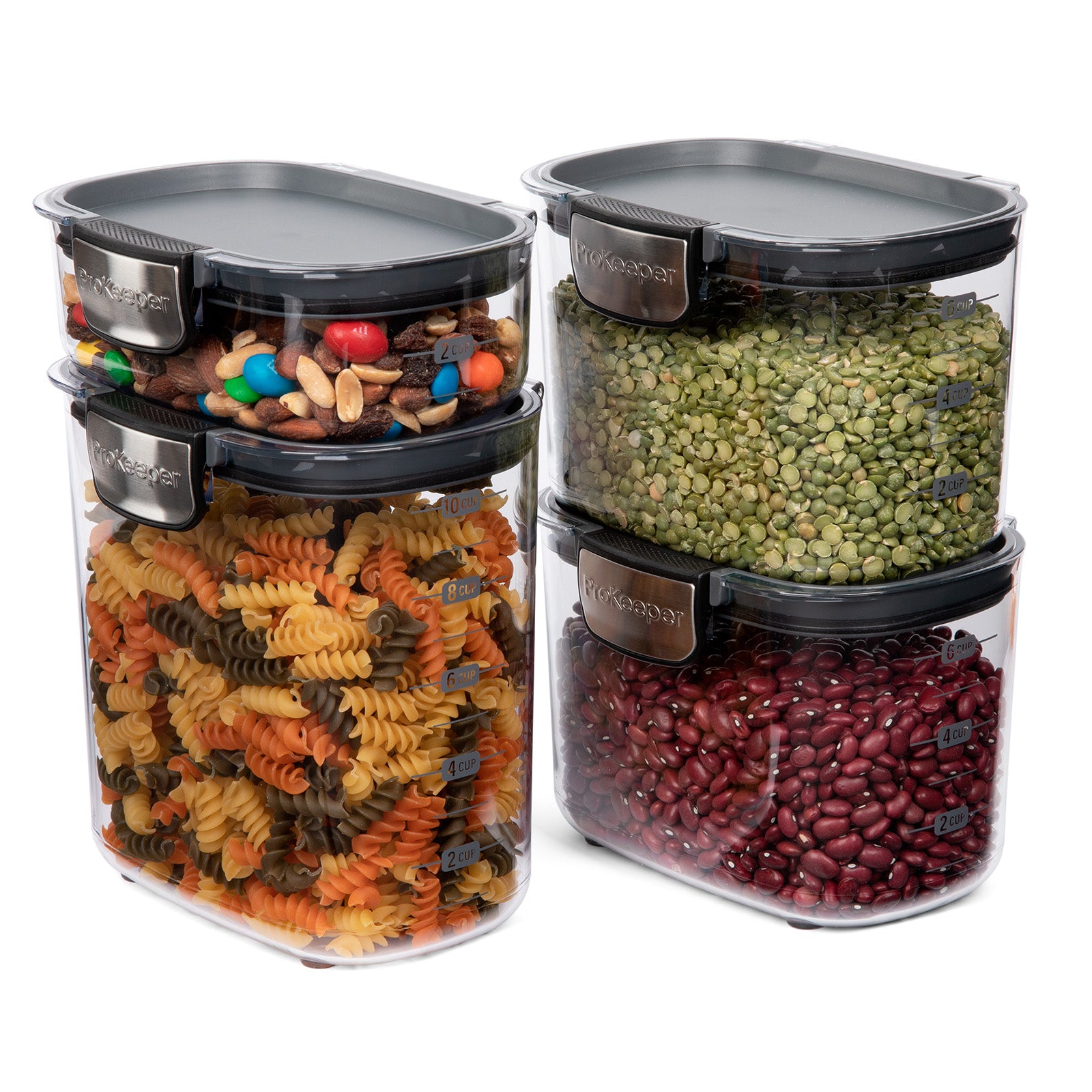 Progressive International ProKeeper+ Airtight Pantry Storage Container Set, Clear Plastic