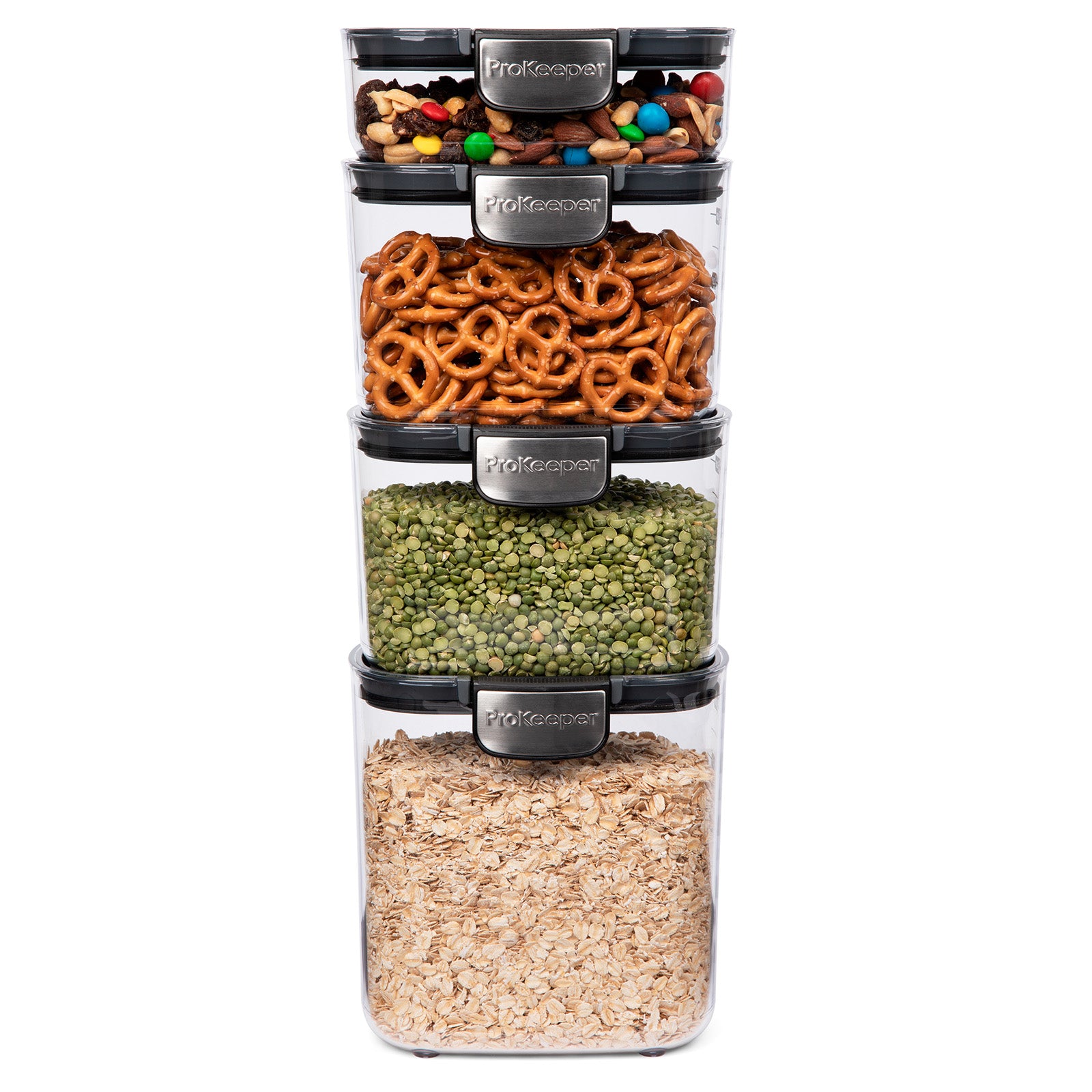 Progressive International ProKeeper+ Airtight Pantry Storage Container Set, Clear Plastic