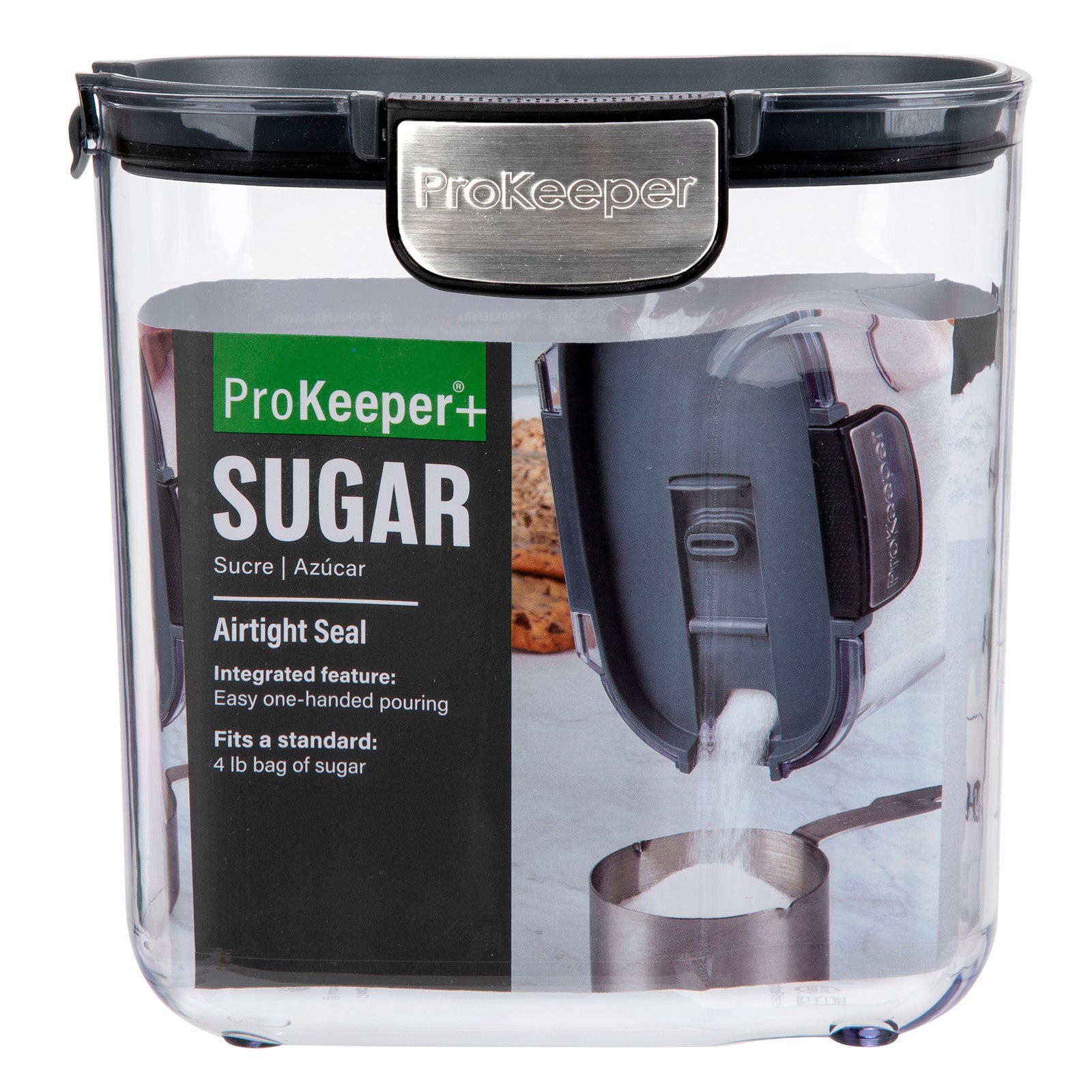 Progressive International ProKeeper+ Airtight Sugar Storage Container, Clear Plastic
