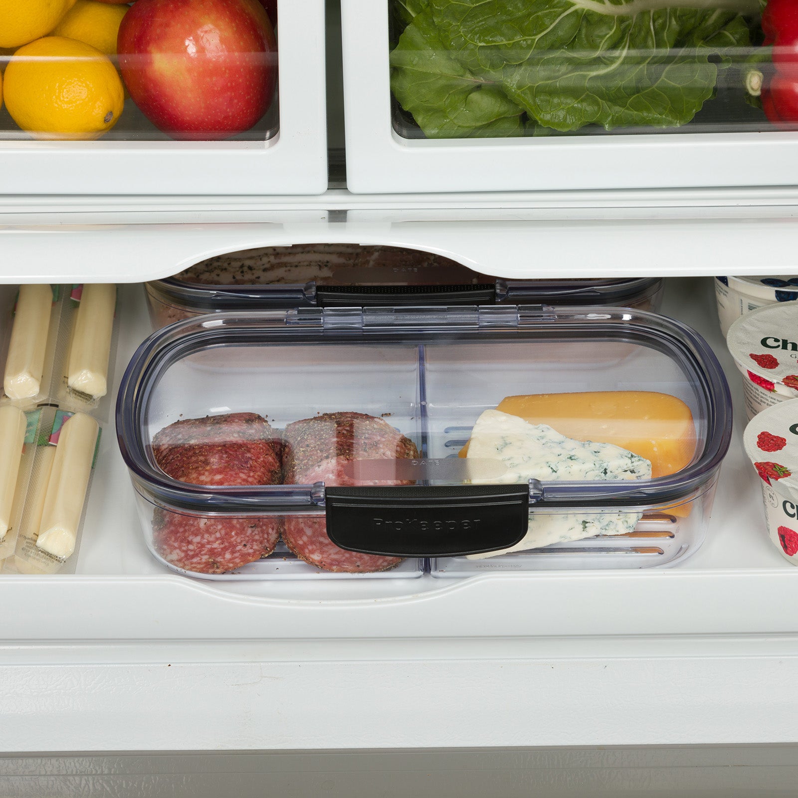 Progressive International ProKeeper+ Airtight Split Deli Storage Container, Clear Plastic