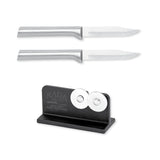 Rada Cutlery 3.25-Inch Regular Paring Knife Set of 2, Silver Handles & Quick Edge Knife Sharpener