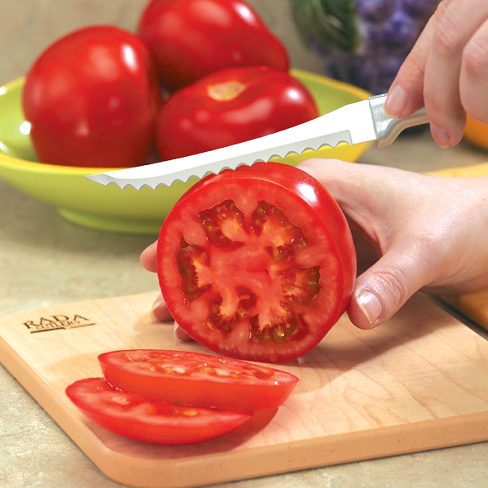 Rada Cutlery 3.25-Inch Regular Paring Knife & 5-Inch Tomato Slicer Stainless Steel Serrated Blade, Silver Handles