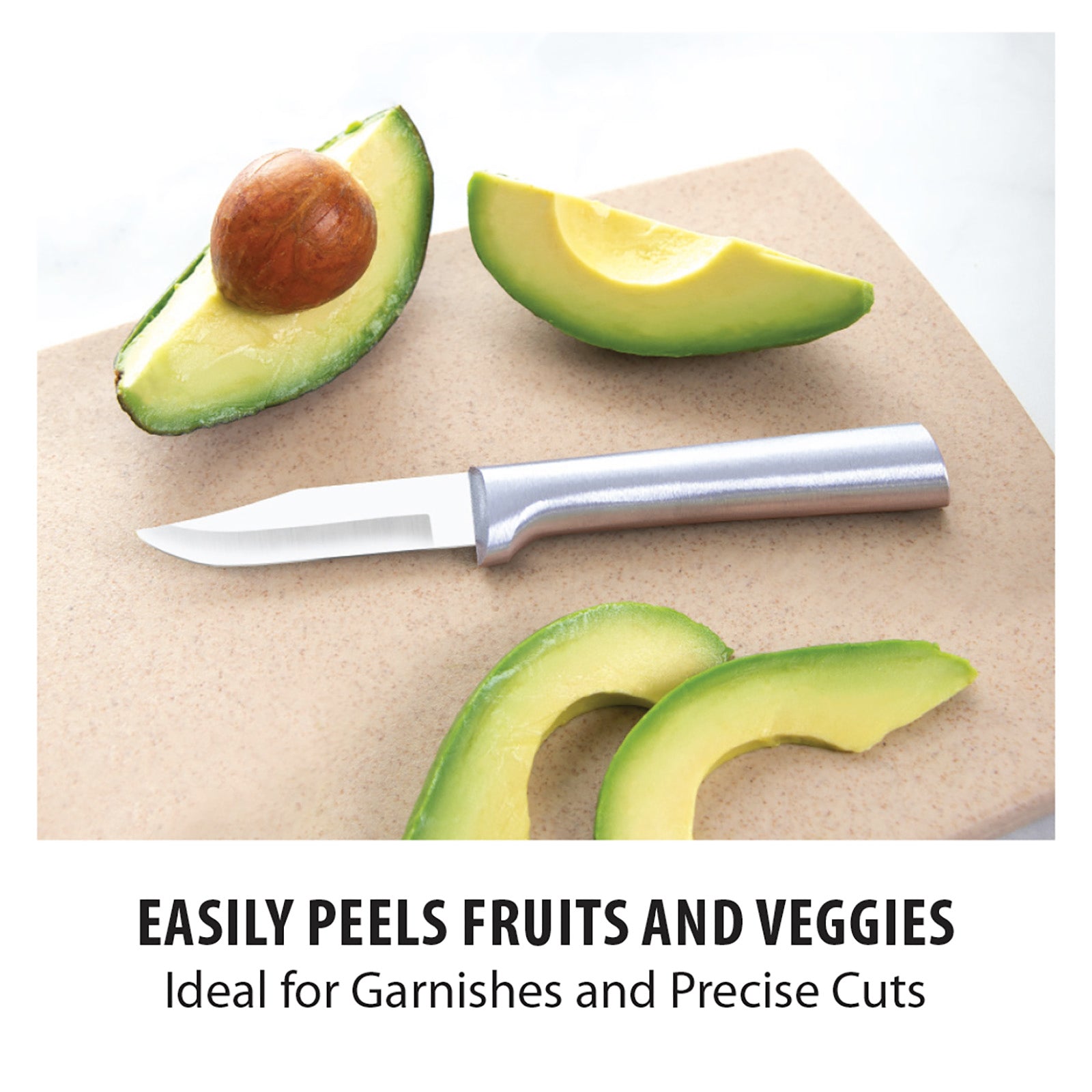 Rada Cutlery 2.5-Inch Peeling Paring Knife Set of 2, Silver Handles & Quick Edge Knife Sharpener
