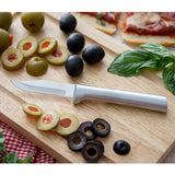 Rada Cutlery 2.5-Inch Peeling Paring Knife Set of 3, Silver Handles & Quick Edge Knife Sharpener
