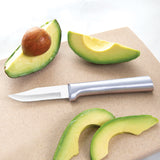 Rada Cutlery 2.5-Inch Peeling Paring Knife Set of 3, Silver Handles & Quick Edge Knife Sharpener