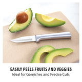 Rada Cutlery 2.5-Inch Peeling Paring Knife Set of 3, Silver Handles & Quick Edge Knife Sharpener