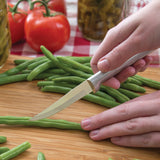 Rada Cutlery 3.25-Inch Heavy Duty Paring Knife, 3.25-Inch Regular Paring Knife, 2.5-Inch Peeling Knife, 2.38-Inch Granny Paring Knife, Silver Handles & Quick Edge Knife Sharpener