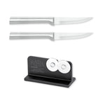 Rada Cutlery Heavy Duty 3.25-Inch Paring Knife Set of 2, Silver Handles & Quick Edge Knife Sharpener