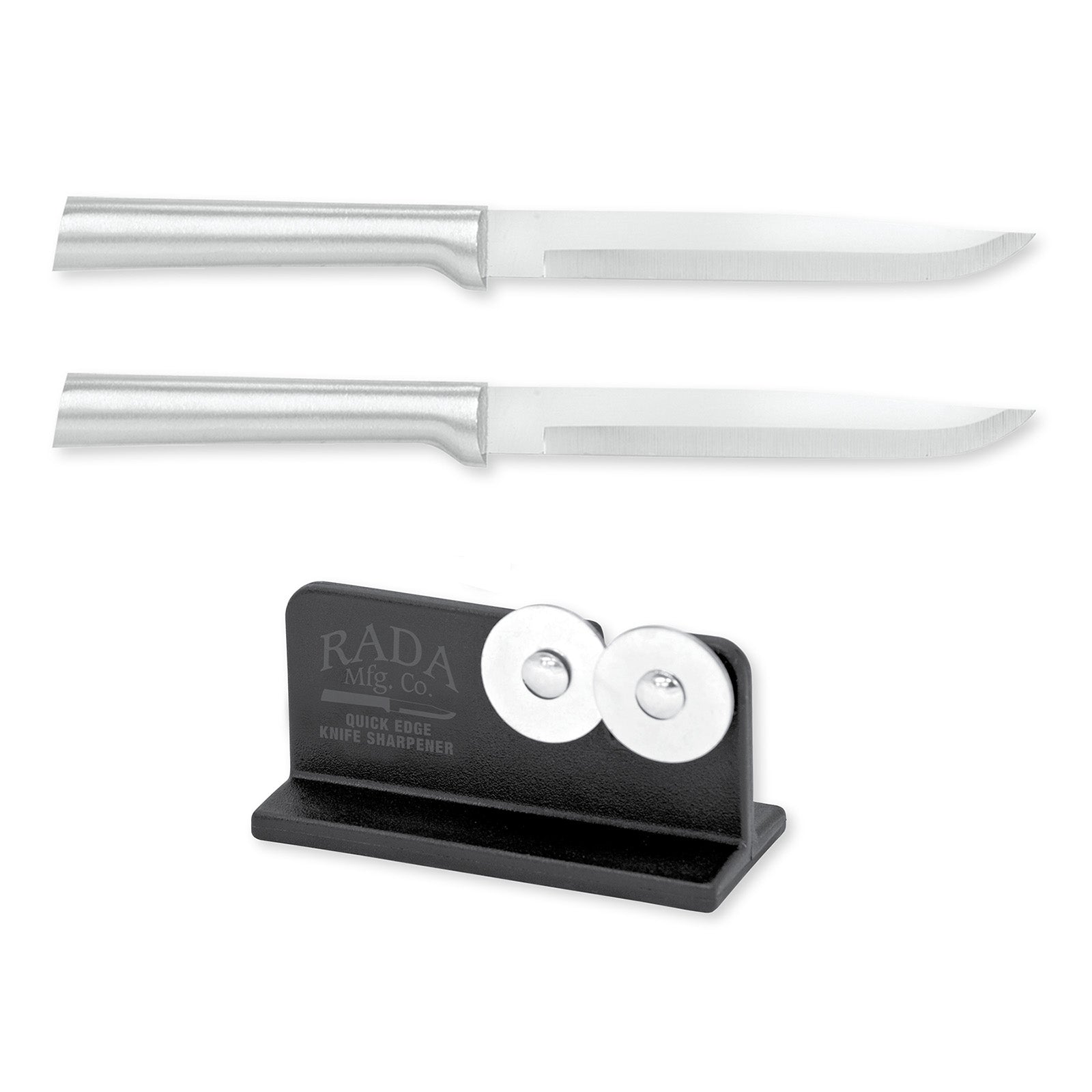 Rada Cutlery 4.875-Inch Utility/Steak Knife Set of 2 & Quick Edge Knife Sharpener