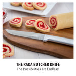 Rada Cutlery 5.375-Inch Stubby Butcher Knife Set of 2, Silver Handles & Quick Edge Knife Sharpener