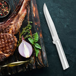 Rada Cutlery 5.375-Inch Stubby Butcher Knife Set of 2, Silver Handles & Quick Edge Knife Sharpener