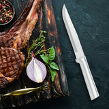 Rada Cutlery 5.375-Inch Stubby Butcher Knife Set of 2, Silver Handles & Quick Edge Knife Sharpener